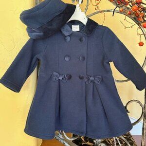 Darling Navy Blue Dress Coat and Hat - size 12 month